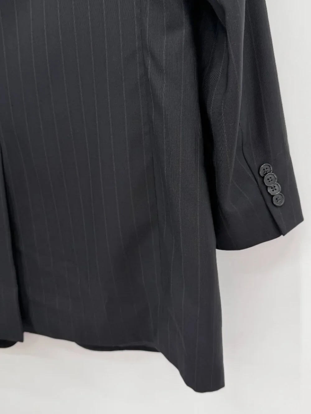 Ermenegildo Zegna Super 100s Wool Pinstripe Blazer Men’s Black Charcoal Jacket
